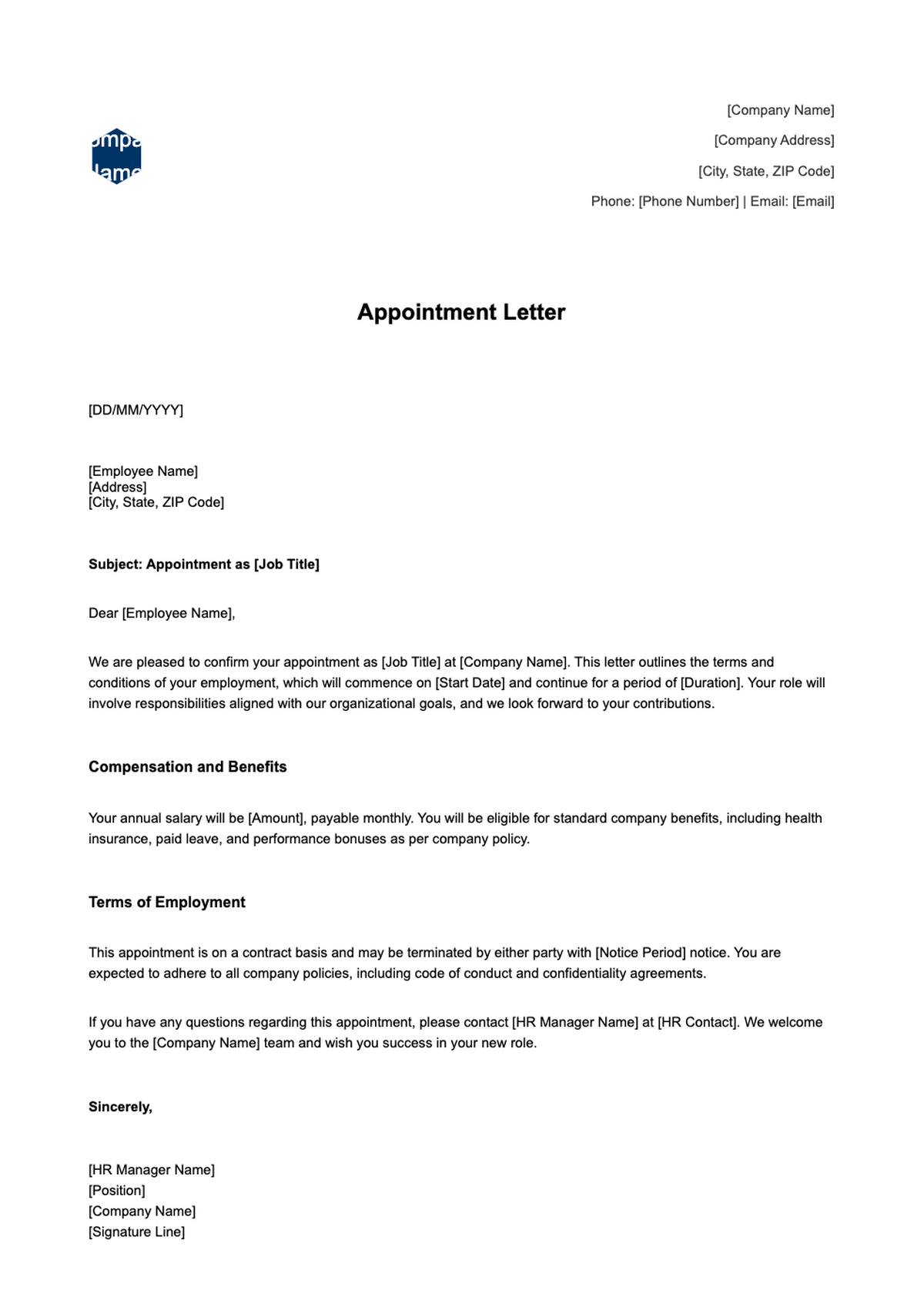 QR Staff contract based appointment letter template_variant_1